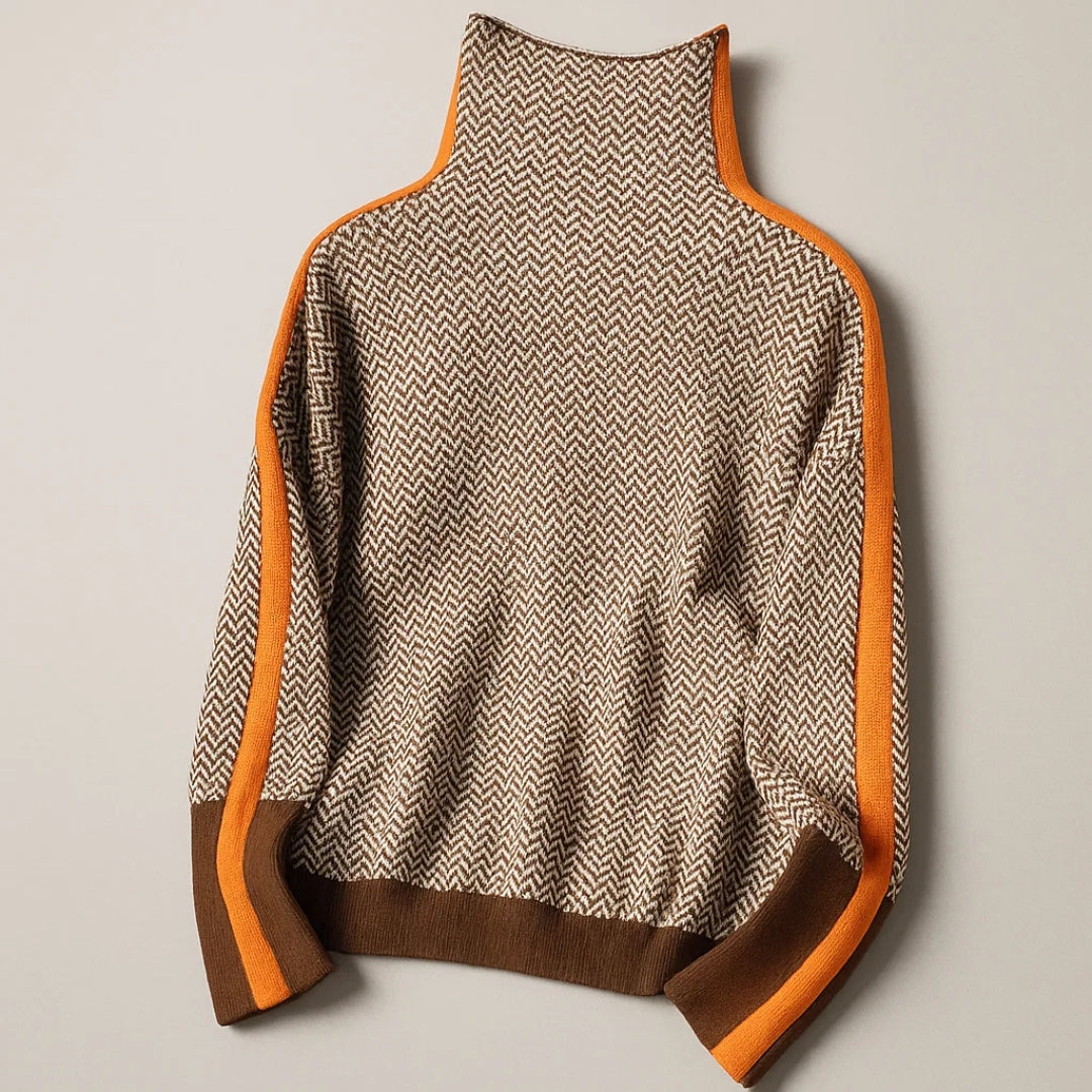 Amandine™ | Pull Col Montant Rayures Élégantes