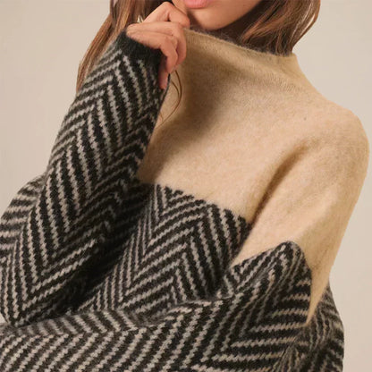 Valentine™ | Pull Col Roulé Chevron Raffiné