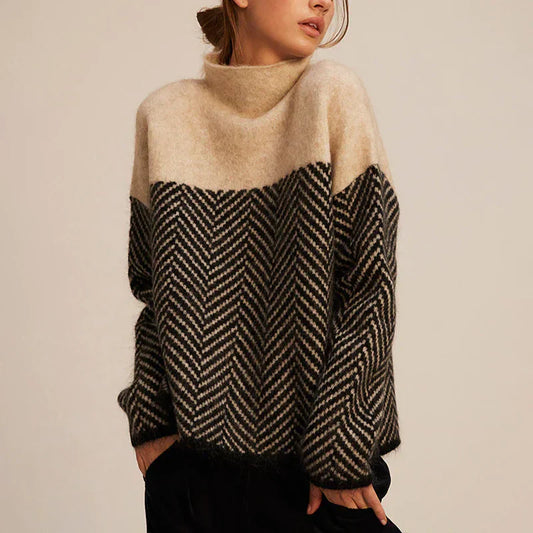 Valentine™ | Pull Col Roulé Chevron Raffiné