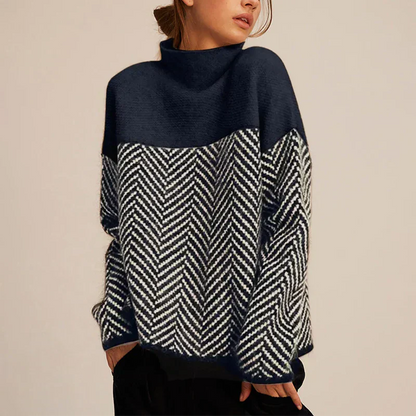 Valentine™ | Pull Col Roulé Chevron Raffiné