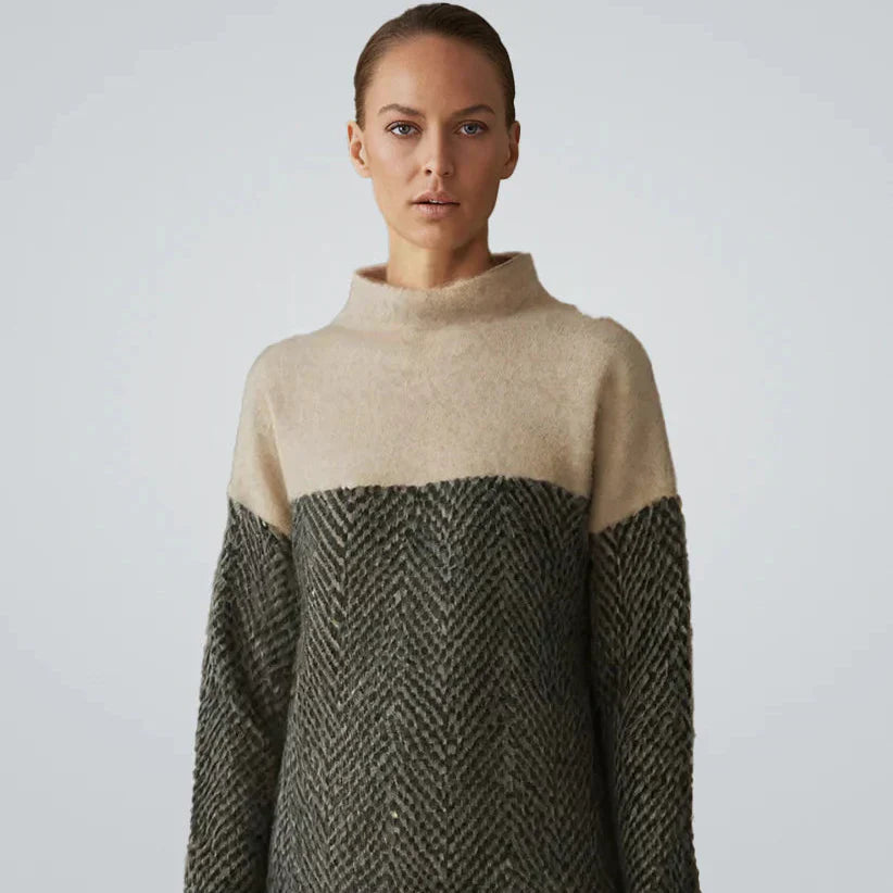 Valentine™ | Pull Col Roulé Chevron Raffiné