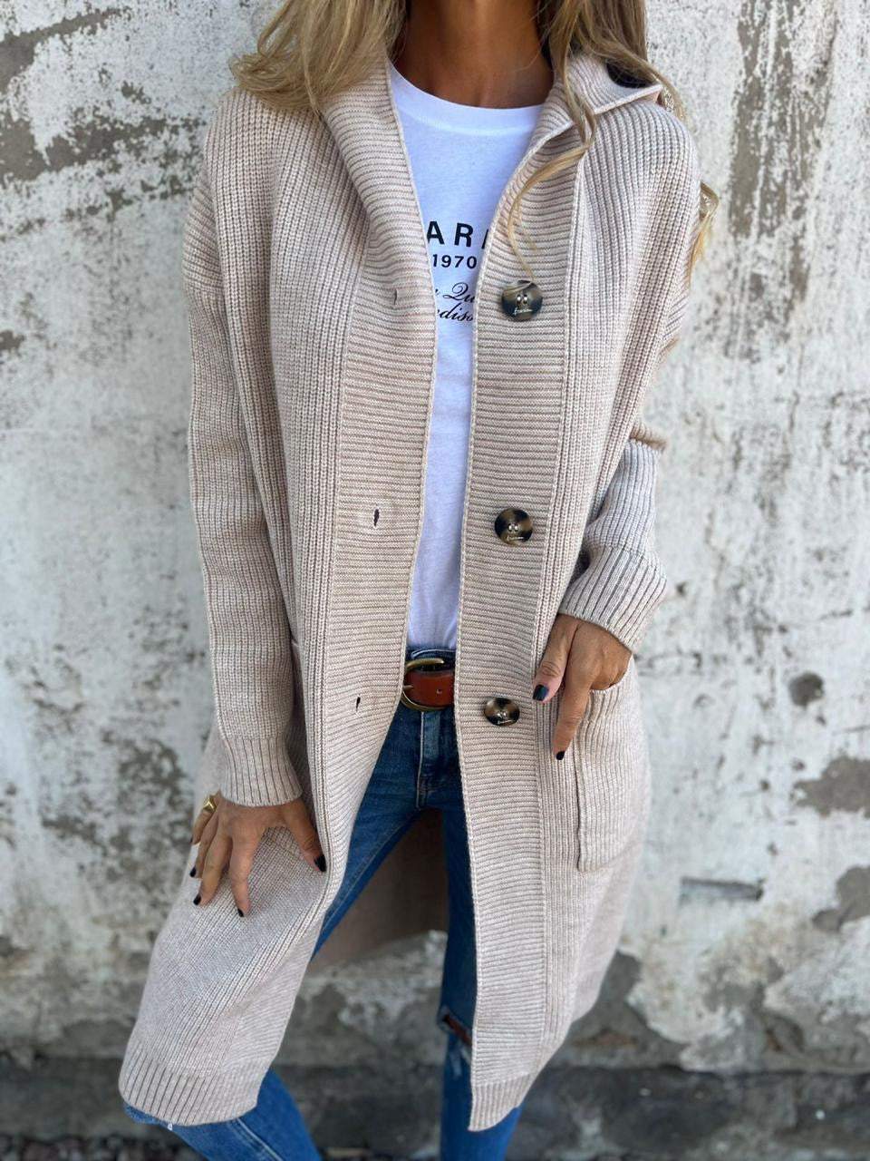 Anaëlle™ | Cardigan Long Tricot Élégant