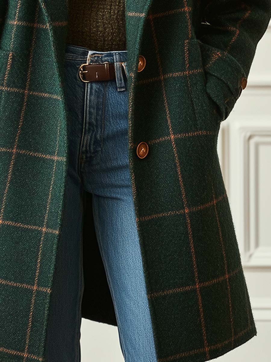 Violette™ | Veste Tweed Carreaux Héritage Chic